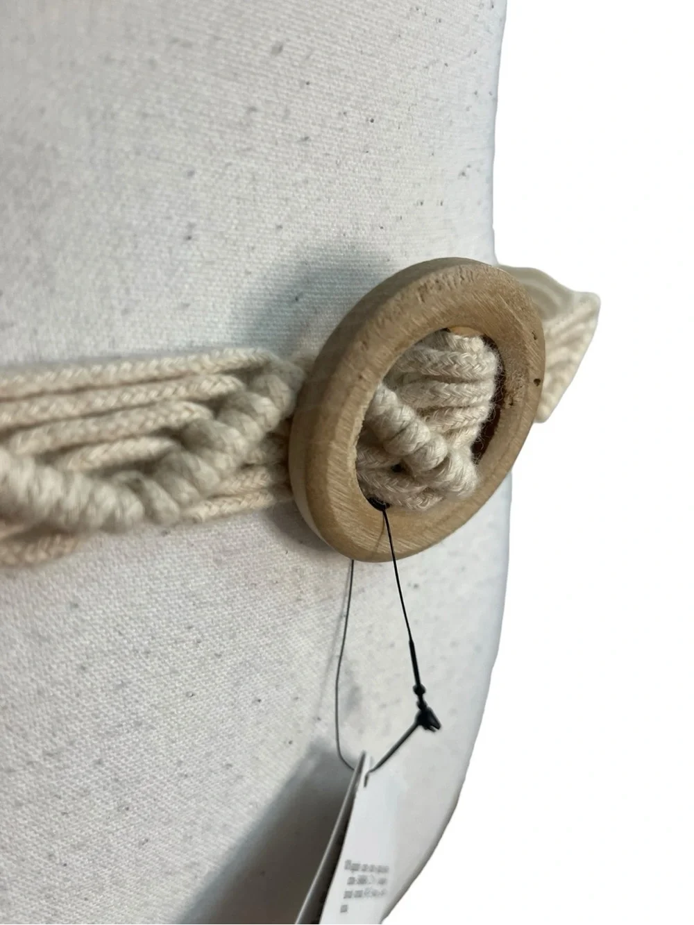 Zara Macrame Rope Belt with Wooden Buckle Cream